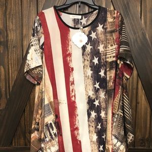 Red White and Blue Flowing Top